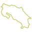 Outline map of Costa Rica in yellow on a transparent background.