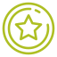 Green circular emblem with a star inside a ring.